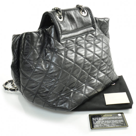 Lambskin Quilted Beijing Backpack Bag Black