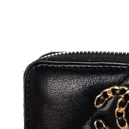 Chanel Shiny Goatskin Quilted Chanel 19 Zip Around Coin Purse Wallet Black 12 of 13