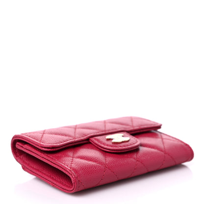 Chanel Caviar Quilted Flap Card Holder Wallet Dark Pink 4 of 9