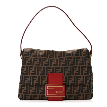 Fendi Zucca Enamel Big Forever Mama Baguette Tobacco Rosso 1 of 18