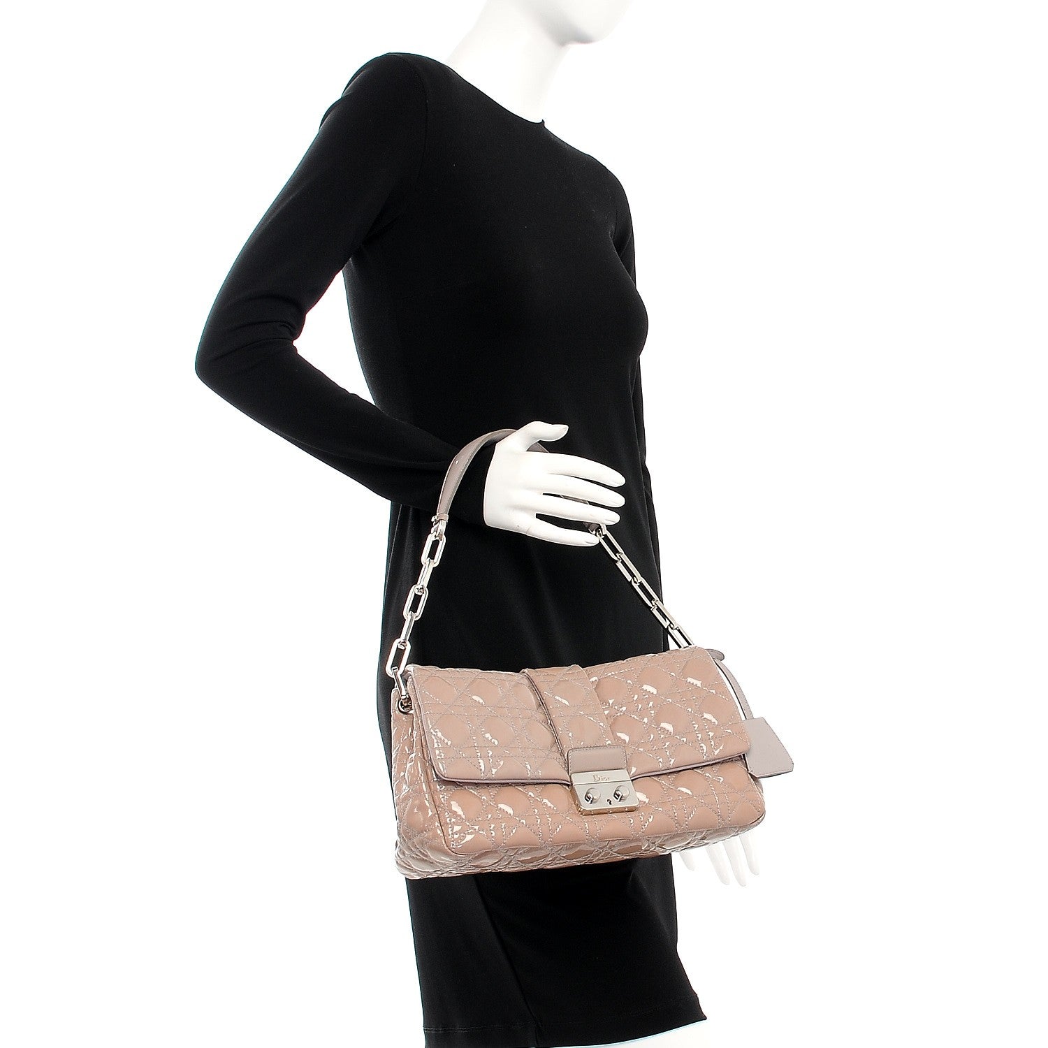 Christian Dior Patent Cannage New Lock Flap Grey 2 of 7