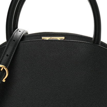 Salvatore Ferragamo Hammered Calfskin Medium Gancini Top Handle Bag Black 8 of 10