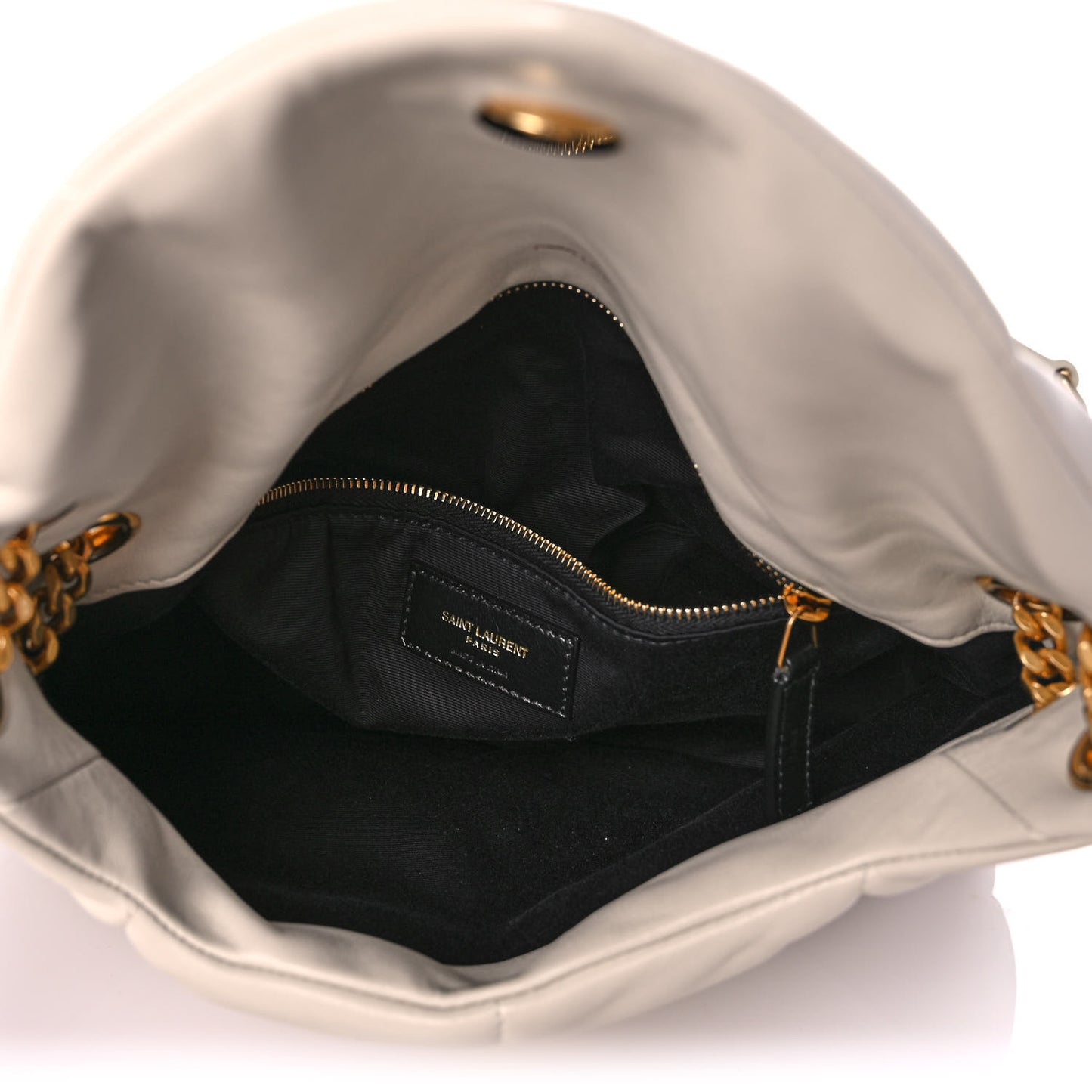 Lambskin Quilted Small Loulou Puffer Monogram Chain Satchel Blanc Vintage