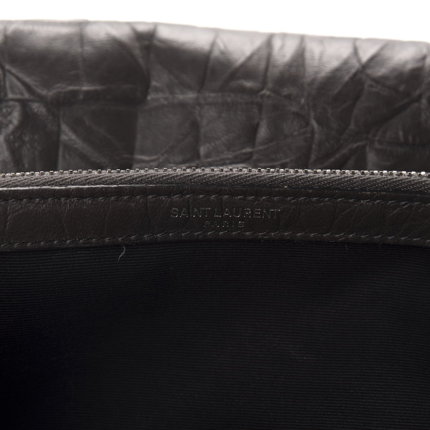 Calfskin Crocodile Embossed Medium West Hollywood Monogram Fold-Over Dark Brown