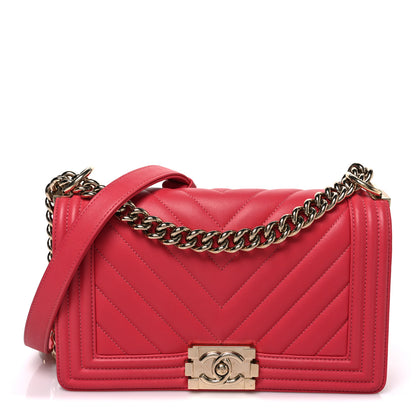 Chanel Calfskin Chevron Quilted Medium Boy Flap Pink 1 of 11