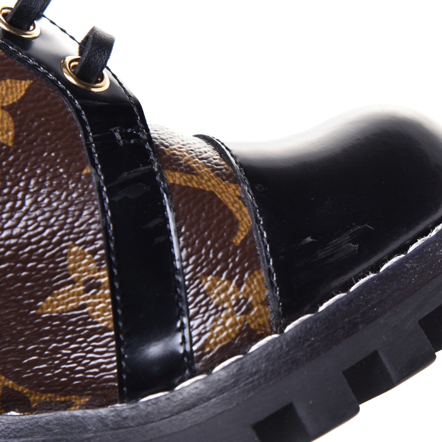 Patent Calfskin Monogram Star Trail Ankle Boots 40 Black