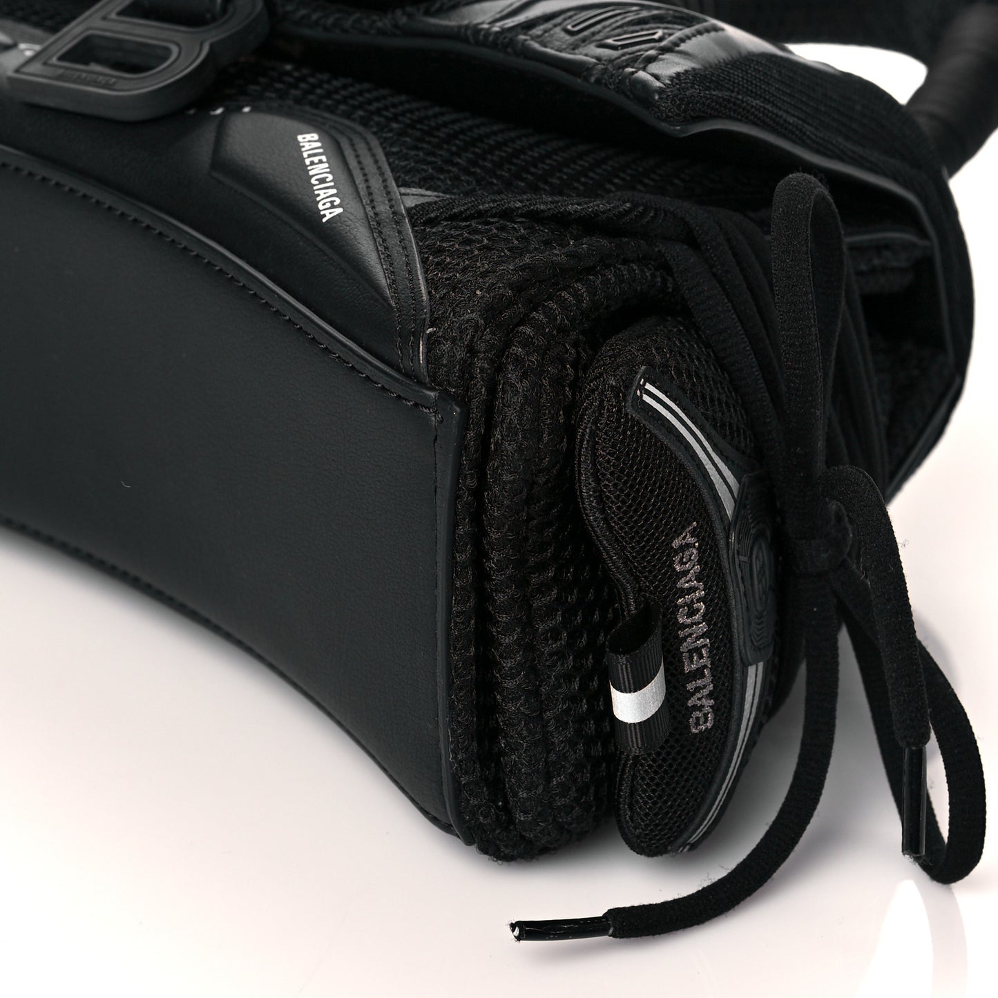Faux Calfskin Fabric Small Sneakerhead Top Handle Bag Black