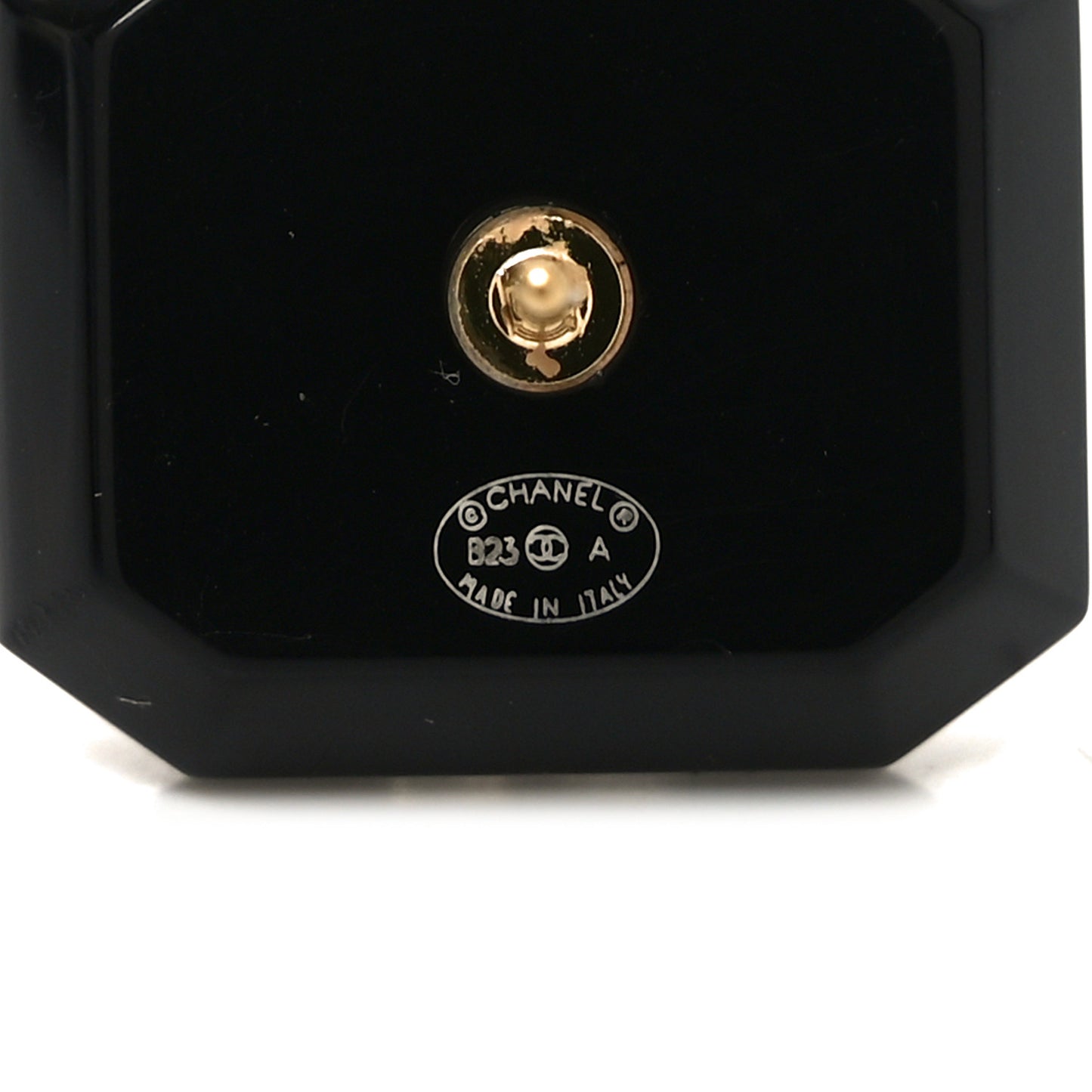 Enamel Strass CC Earrings Black