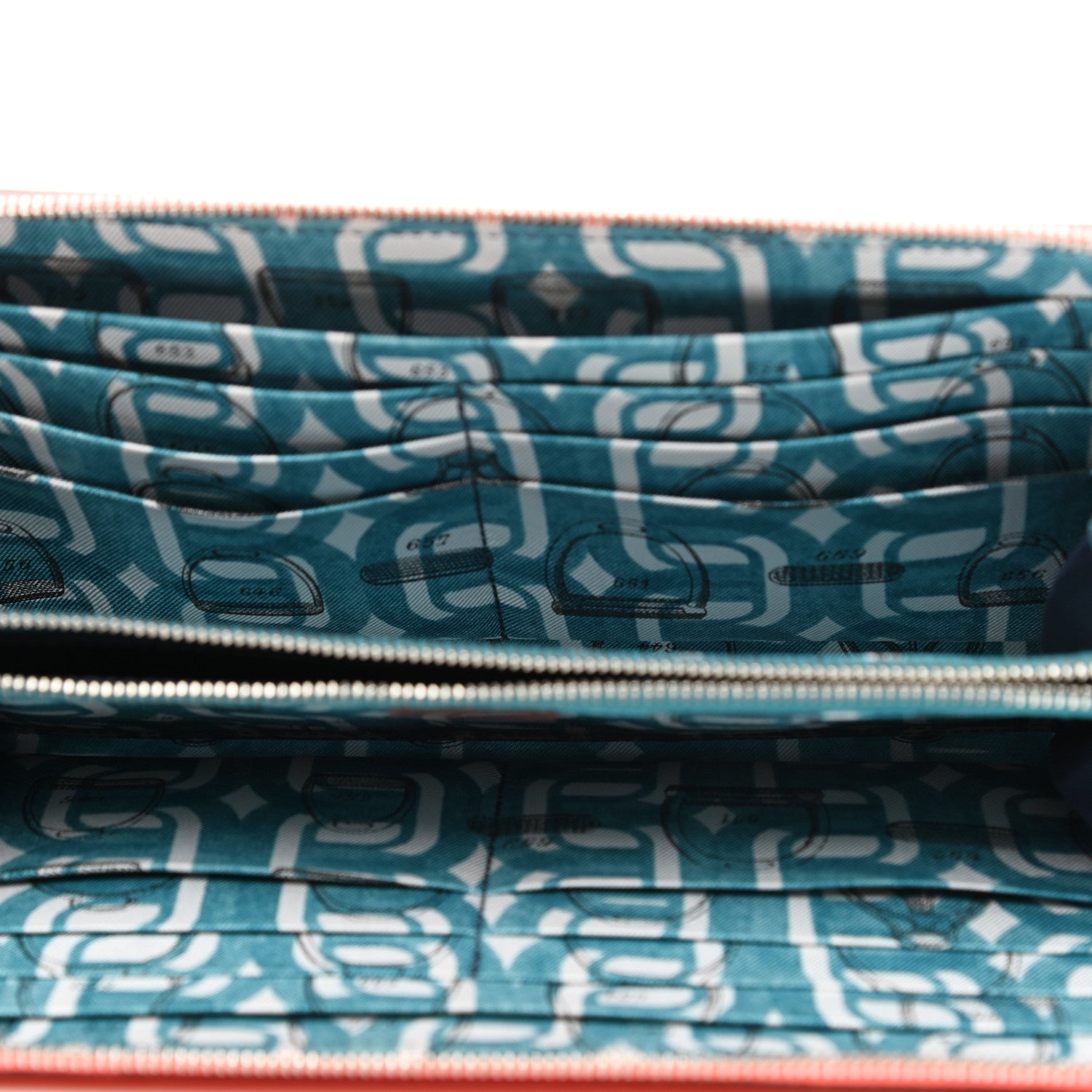 Hermes Epsom Silk'in Wallet Orange Poppy Bleu Saint Cyr 5 of 9