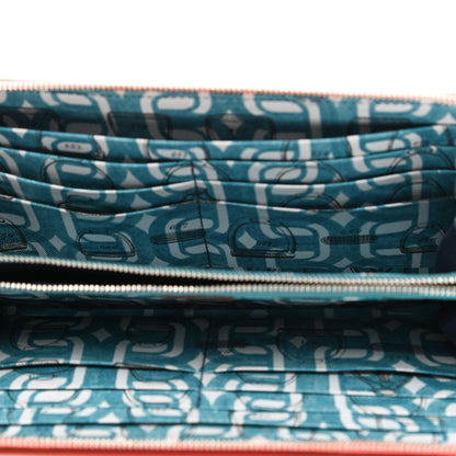 Hermes Epsom Silk'in Wallet Orange Poppy Bleu Saint Cyr 5 of 9