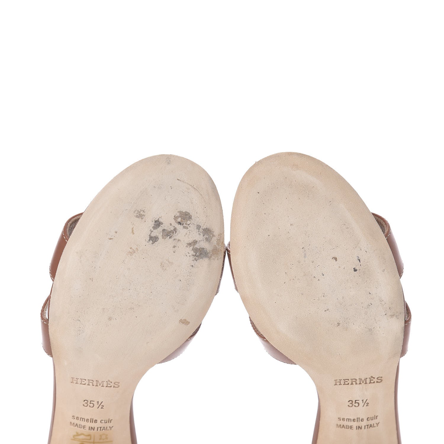 Hermes Calfskin Oasis Sandals 35.5 Gold 6 of 10