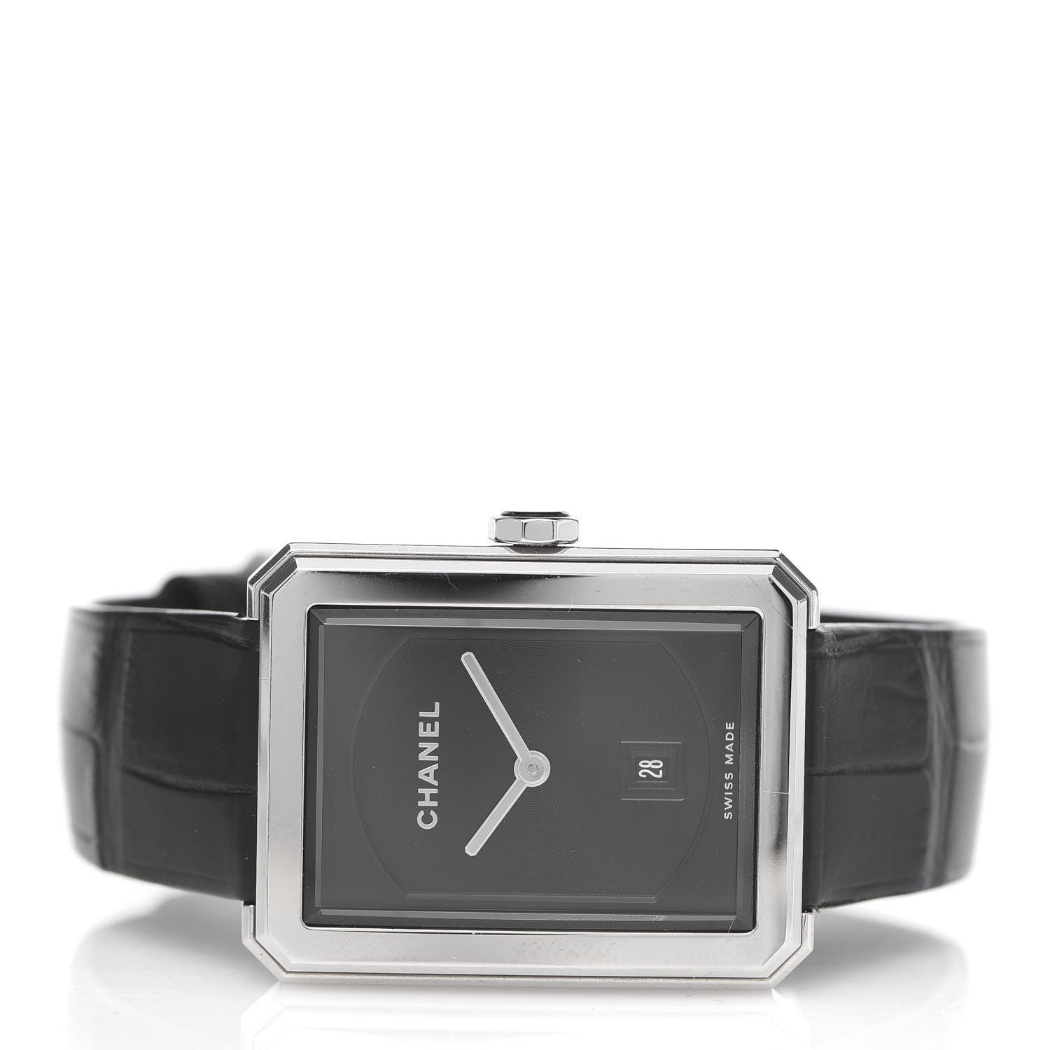 Chanel Stainless Steel Alligator 26mm Boy-Friend Quartz Watch Black 3 of 6