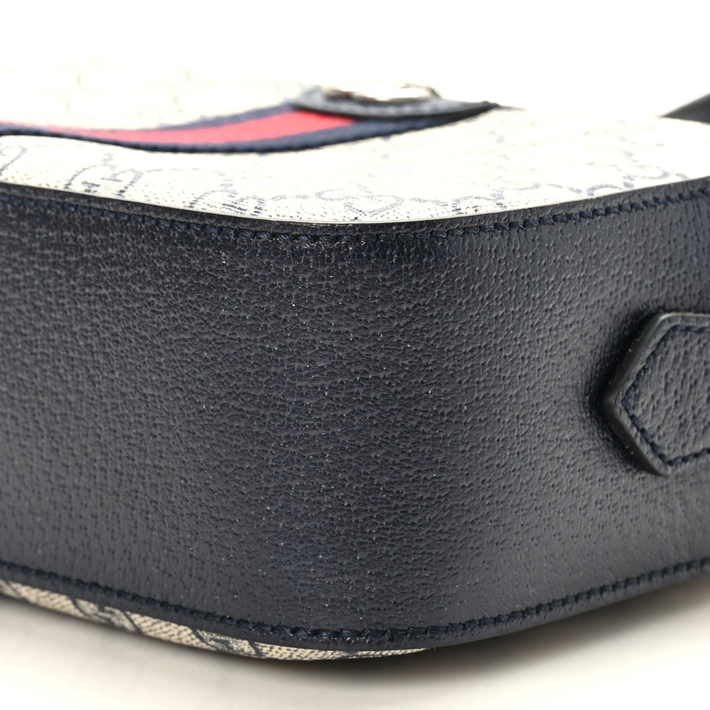 GG Supreme Monogram Textured Dollar Calfskin Web Small Ophidia Camera Bag Beige Blue