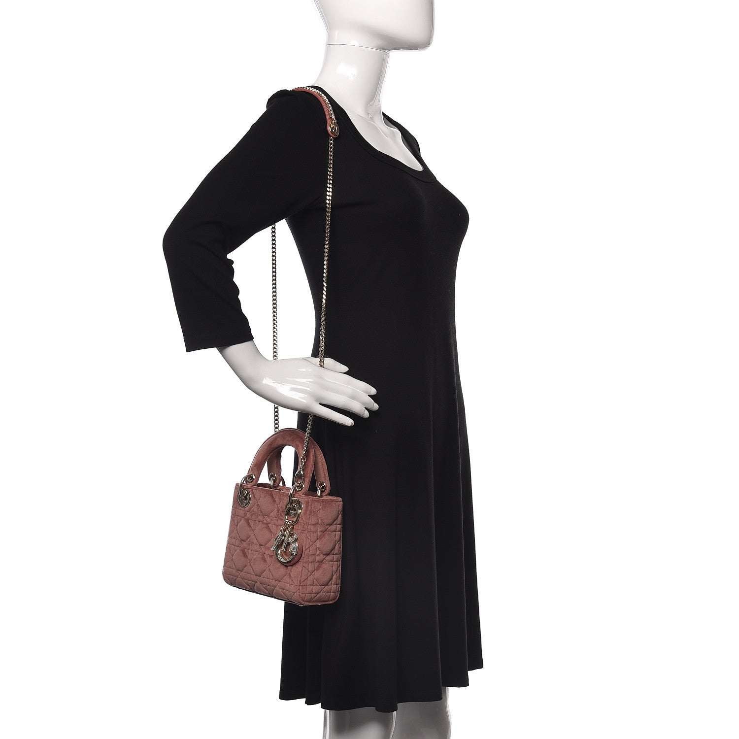 Christian Dior Velvet Mini Lady Dior Pink 2 of 9