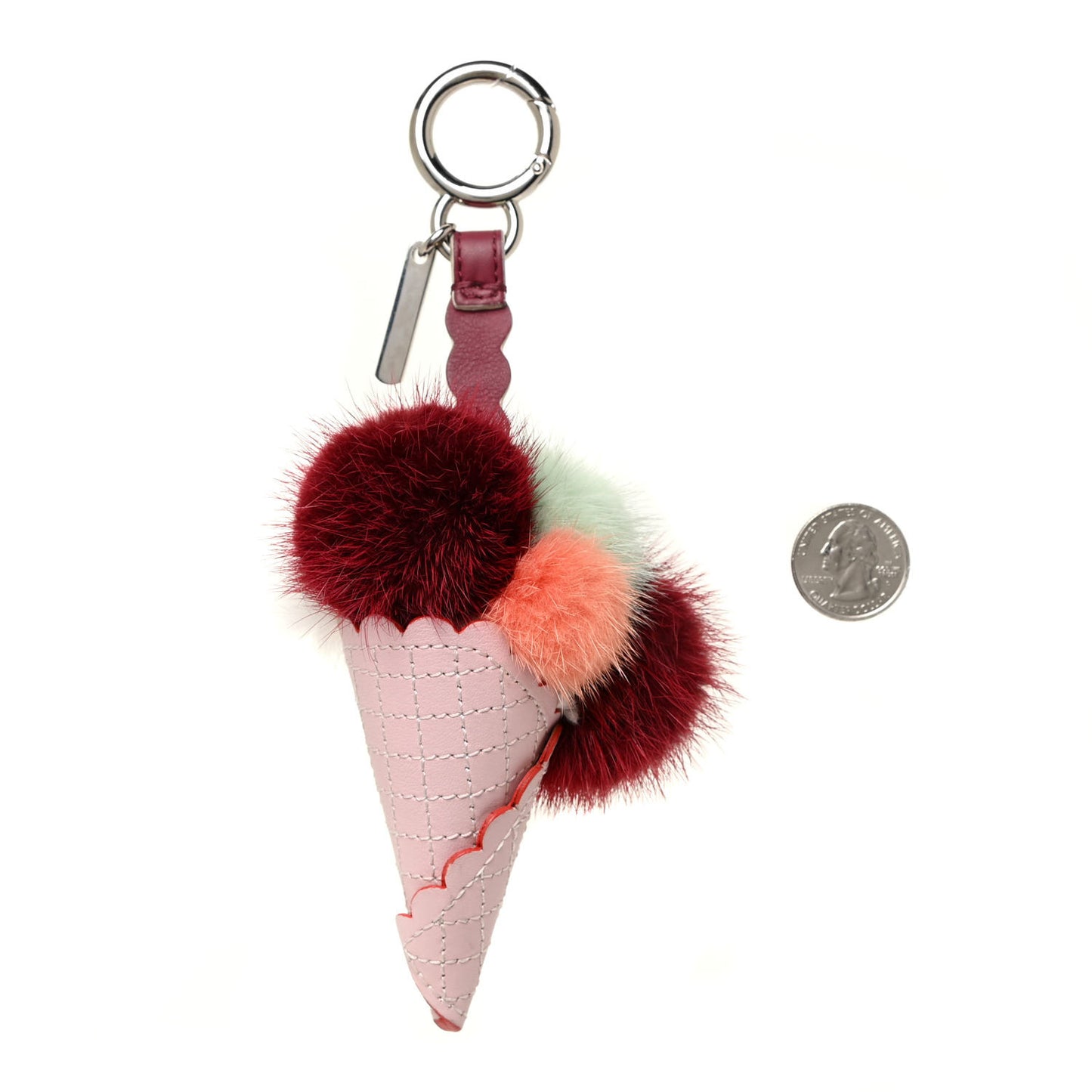 Mink Fur Calfskin Fun Fair Bag Charm Multicolor