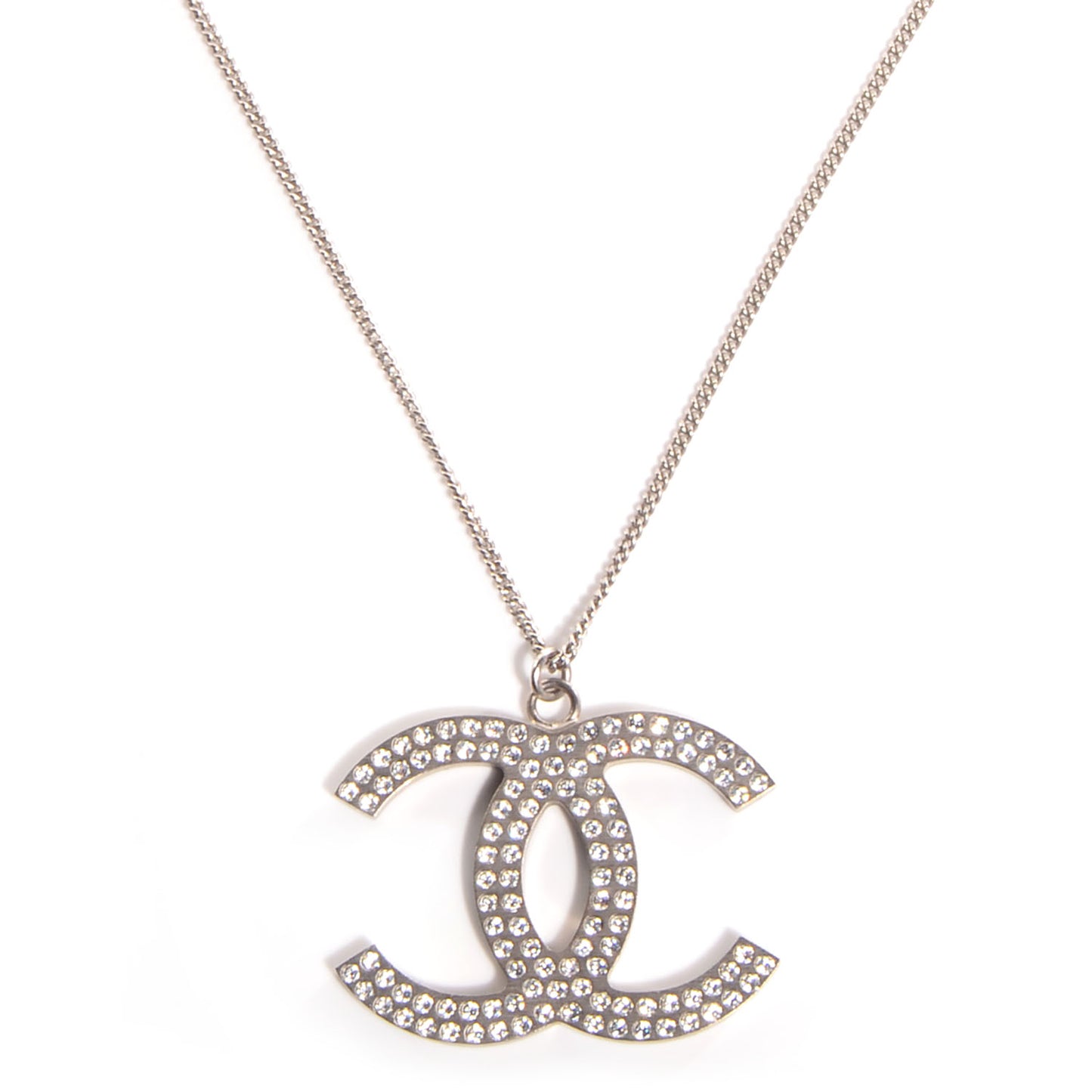 Crystal Large CC Necklace Silver