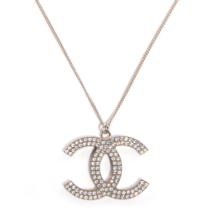 Chanel Crystal Large CC Necklace Silver 1 of 6