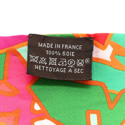 Hermes Silk Graff Graffiti Twilly Fuchsia Orange Vert 3 of 5