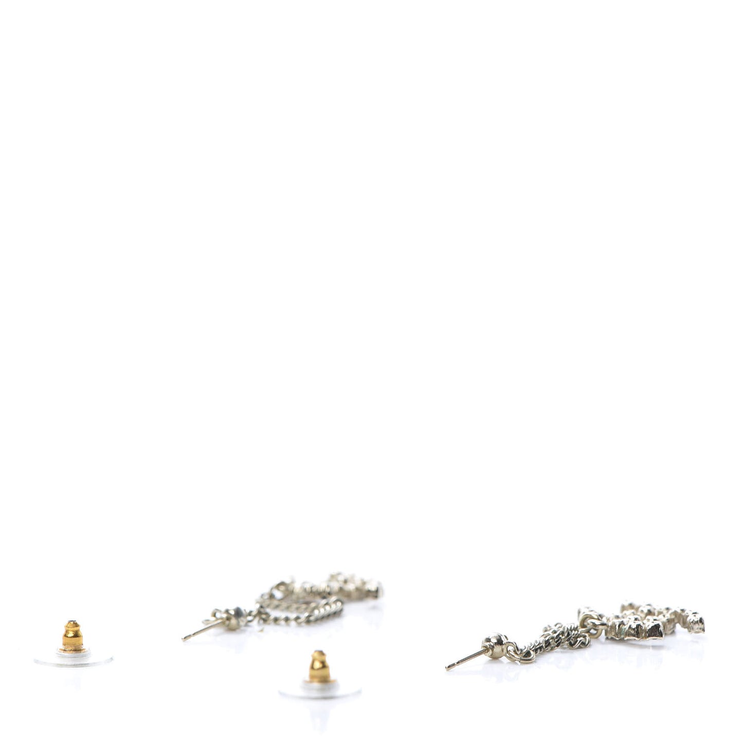 Crystal CC Drop Earrings Pink Grey Gold