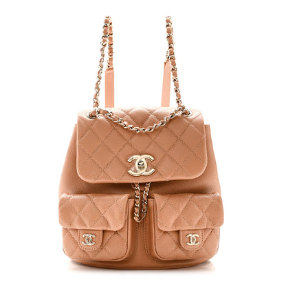 Chanel Shiny Caviar Quilted Medium Duma Pockets Drawstring Backpack Dark Beige 1 of 11