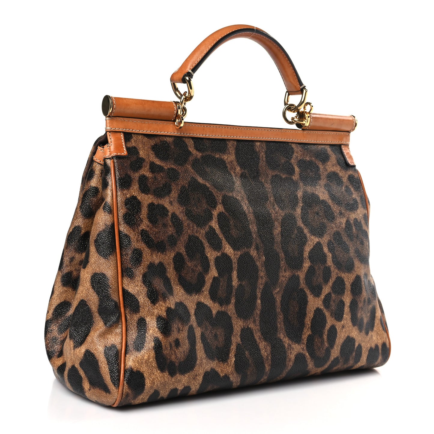 Dauphine Leopard Print Medium Miss Sicily Satchel Naturale Tan