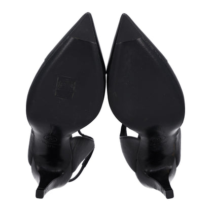Chanel Iridescent Lambskin Pointed Cap Toe CC Slingback Pumps 37.5 Black 8 of 10
