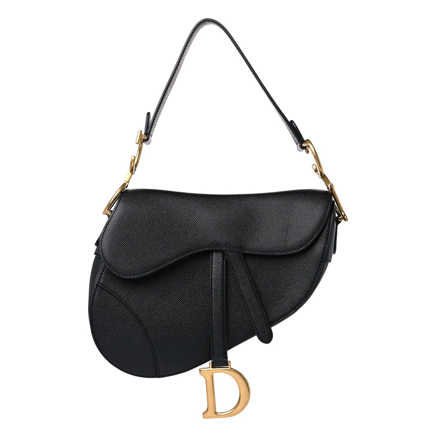 Grained Calfskin Saddle Bag Black