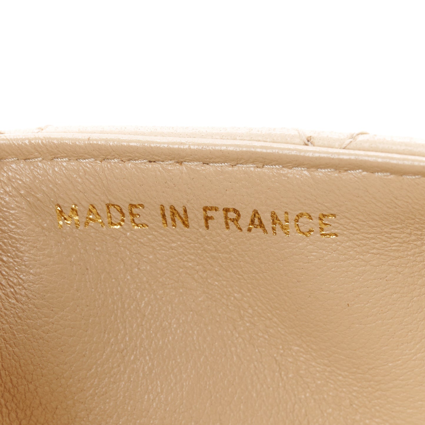 Lambskin Quilted Mini Square Flap Beige