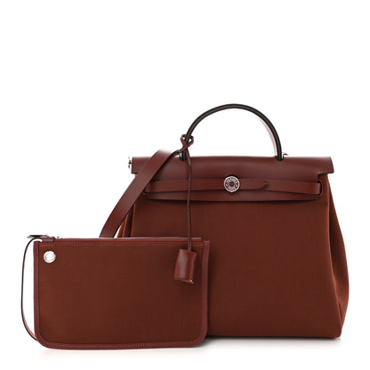 Hermes Toile Militaire Vache Hunter Laque Herbag Zip Retourne 31 PM Rouge H 1 of 12