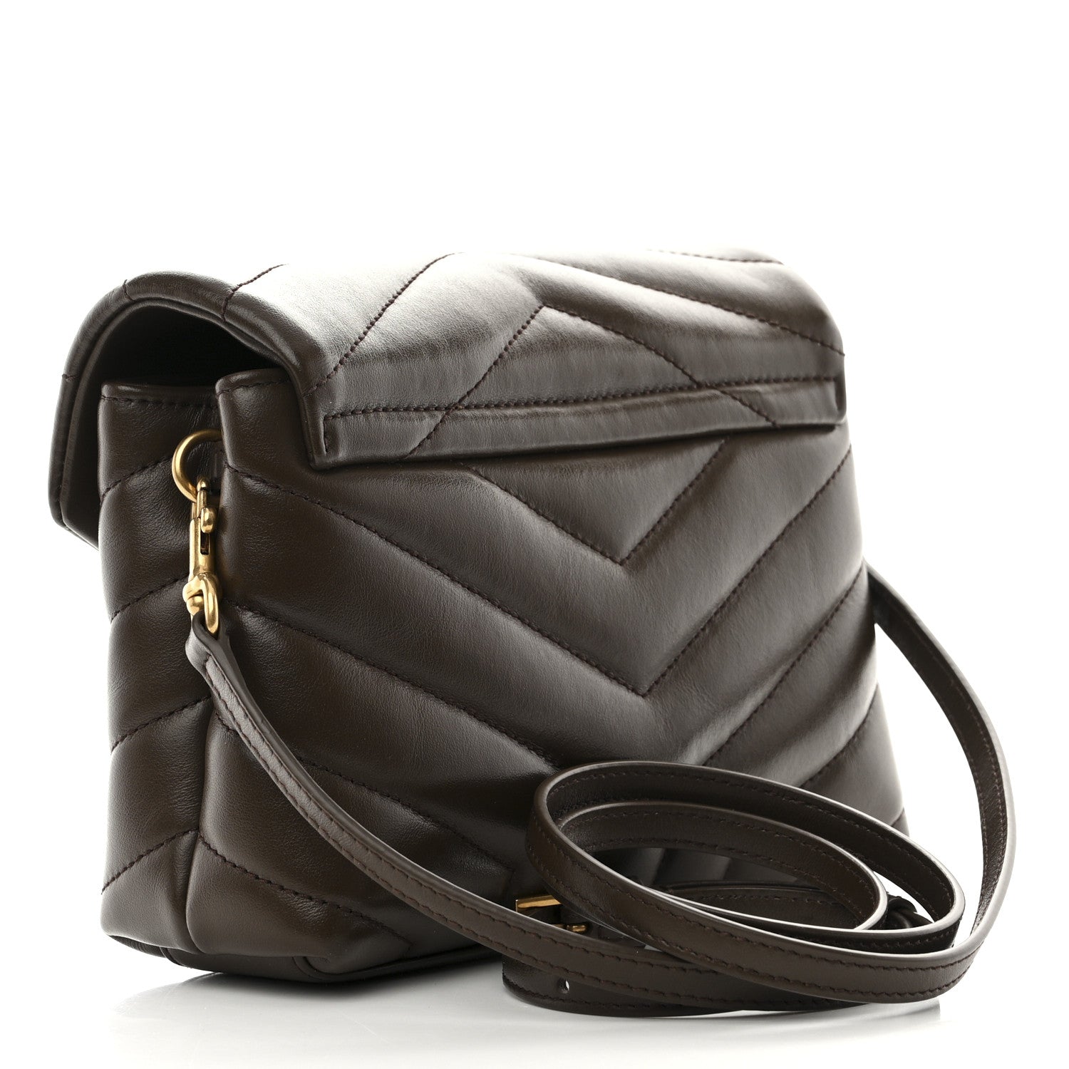 Saint Laurent Calfskin Y Quilted Monogram Toy Loulou Crossbody Bag Soil Brown 3 of 11