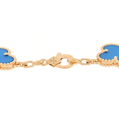 Van Cleef & Arpels 18K Yellow Gold Blue Agate 5 Motifs Vintage Alhambra Bracelet 3 of 4
