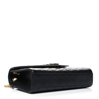 Saint Laurent Grain De Poudre Textured Mixed Matelasse Triquilt Medium Monogram Satchel Black 4 of 11