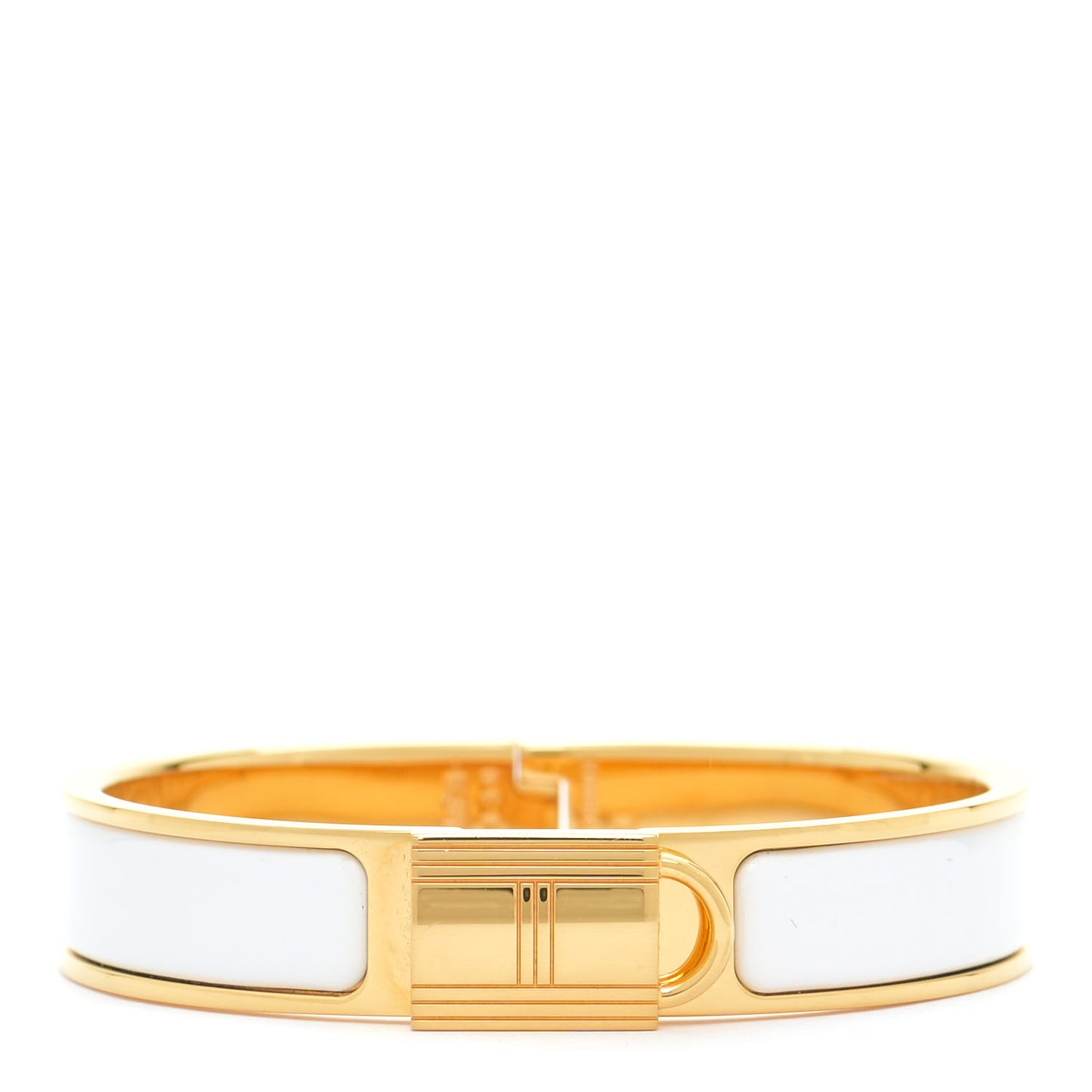 Enamel Narrow Clic Cadenas Bracelet PM White