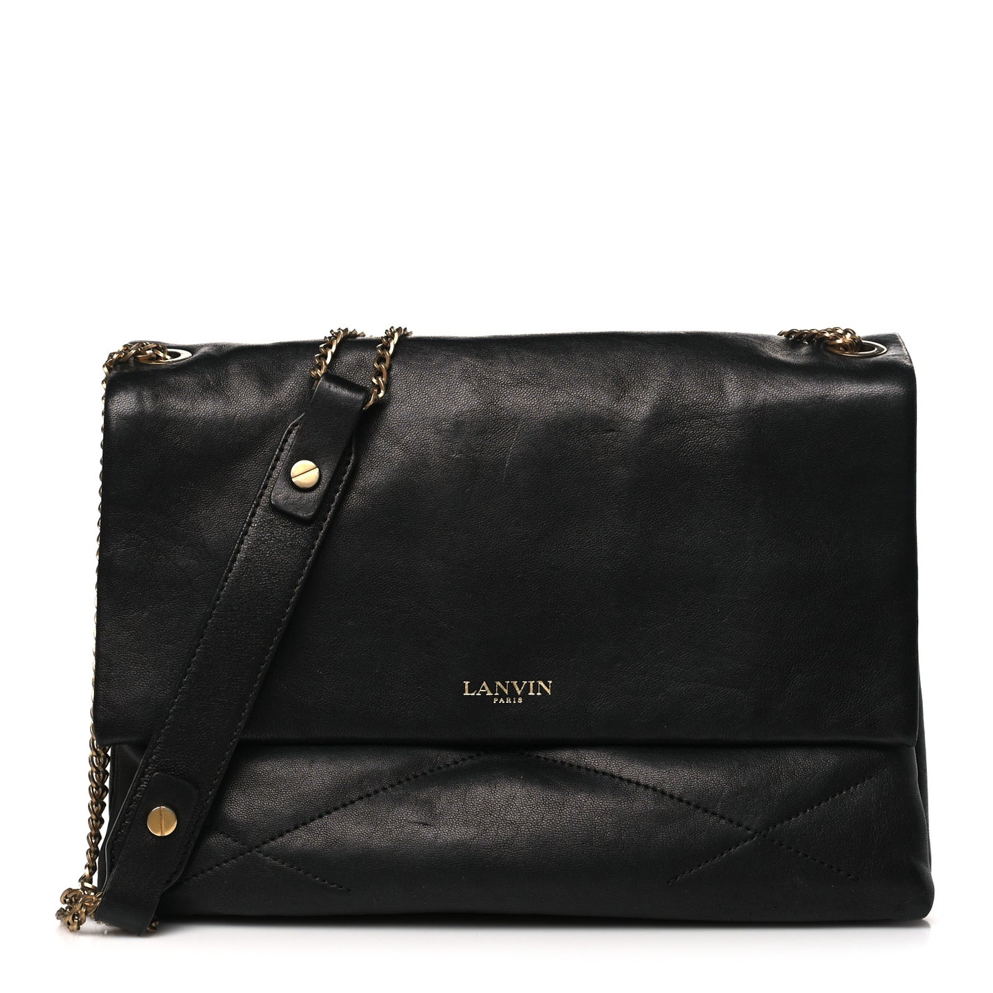 Lambskin Quilted Medium Sugar Flap Shoulder Bag Black