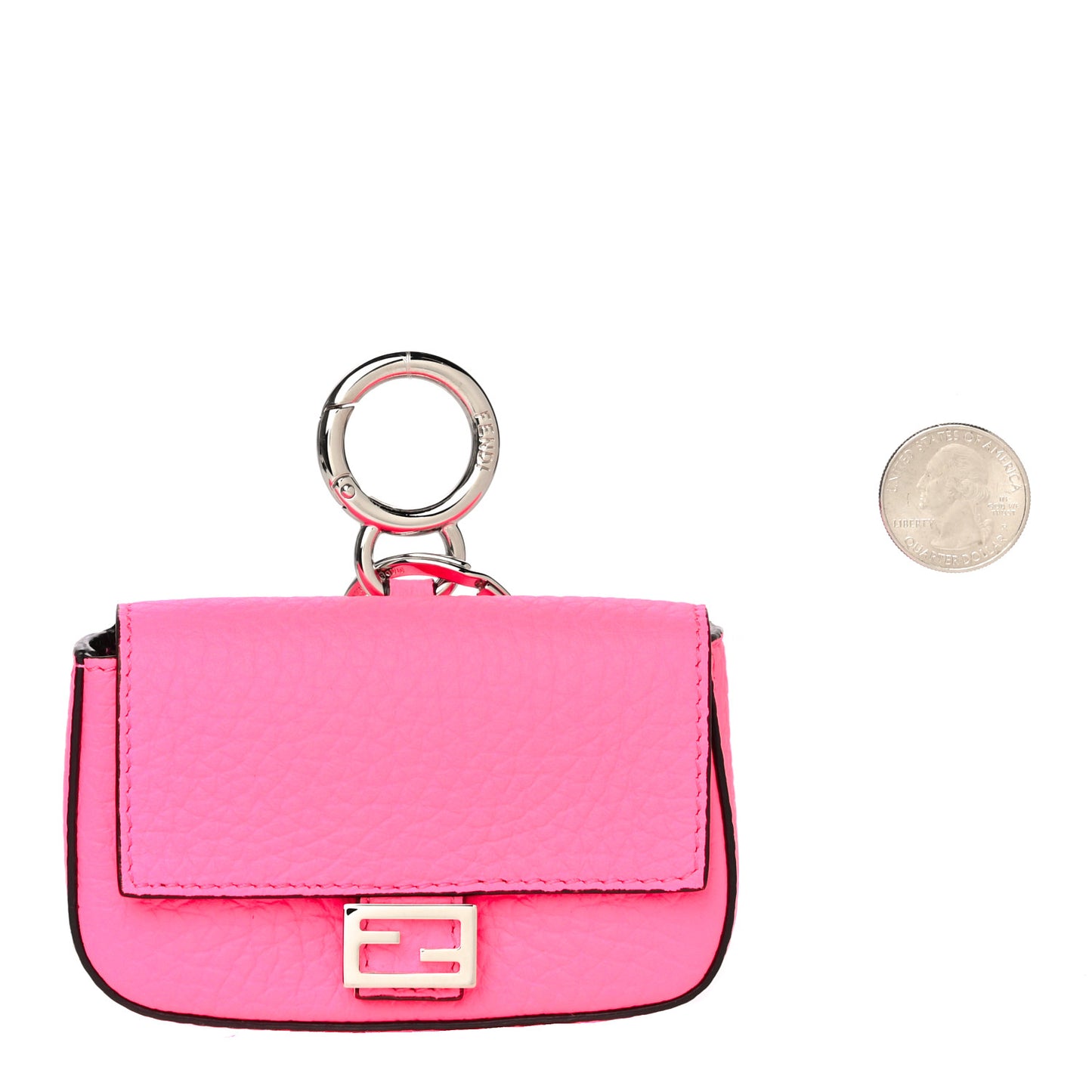 Cuoio Romano Micro Baguette Charm Rosa Fluo