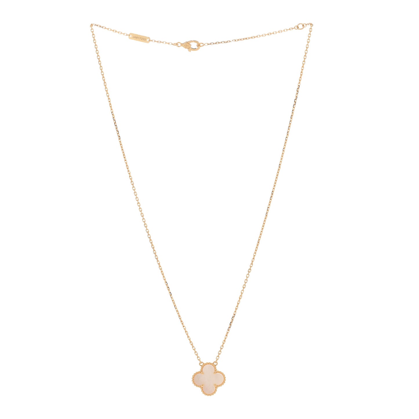 18K Yellow Gold Mother of Pearl Vintage Alhambra Pendant Necklace