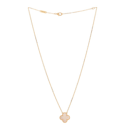 Van Cleef & Arpels 18K Yellow Gold Mother of Pearl Vintage Alhambra Pendant Necklace 2 of 3