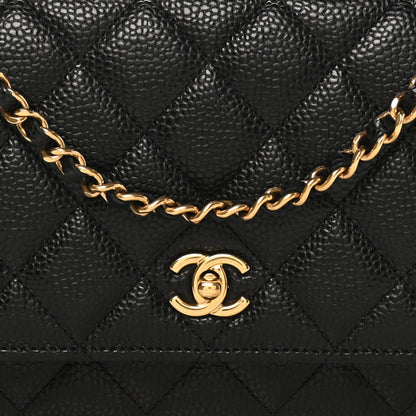 Chanel Caviar Quilted CC Turnlock Wallet On Chain WOC Black 9 of 12