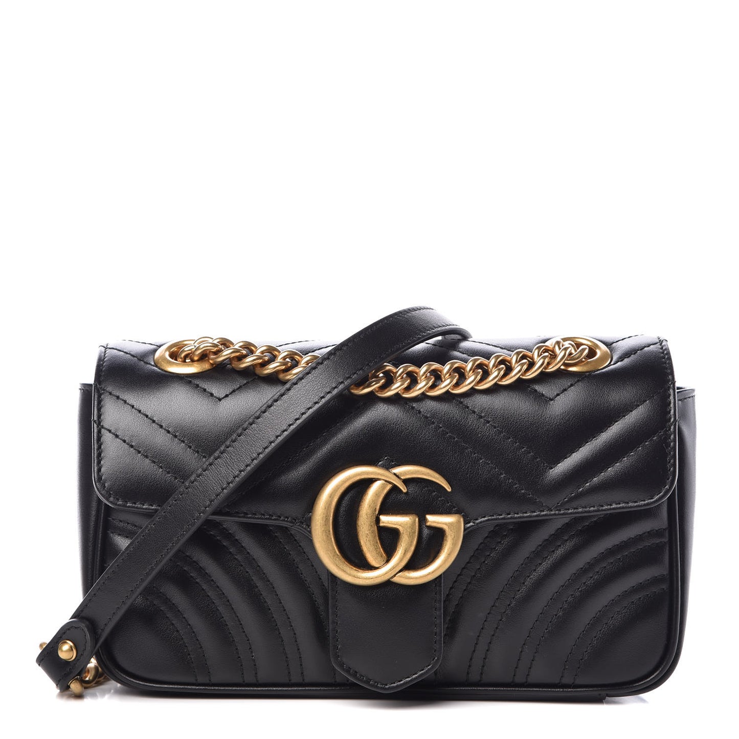 Calfskin Matelasse Mini GG Marmont Shoulder Bag Black
