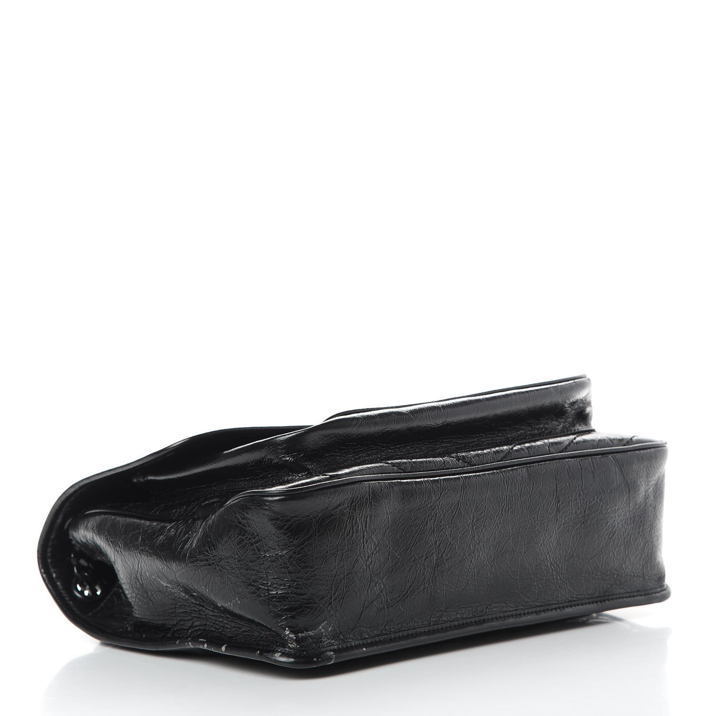 Crinkled Calfskin Matelasse Monogram Large Niki Chain Satchel Black