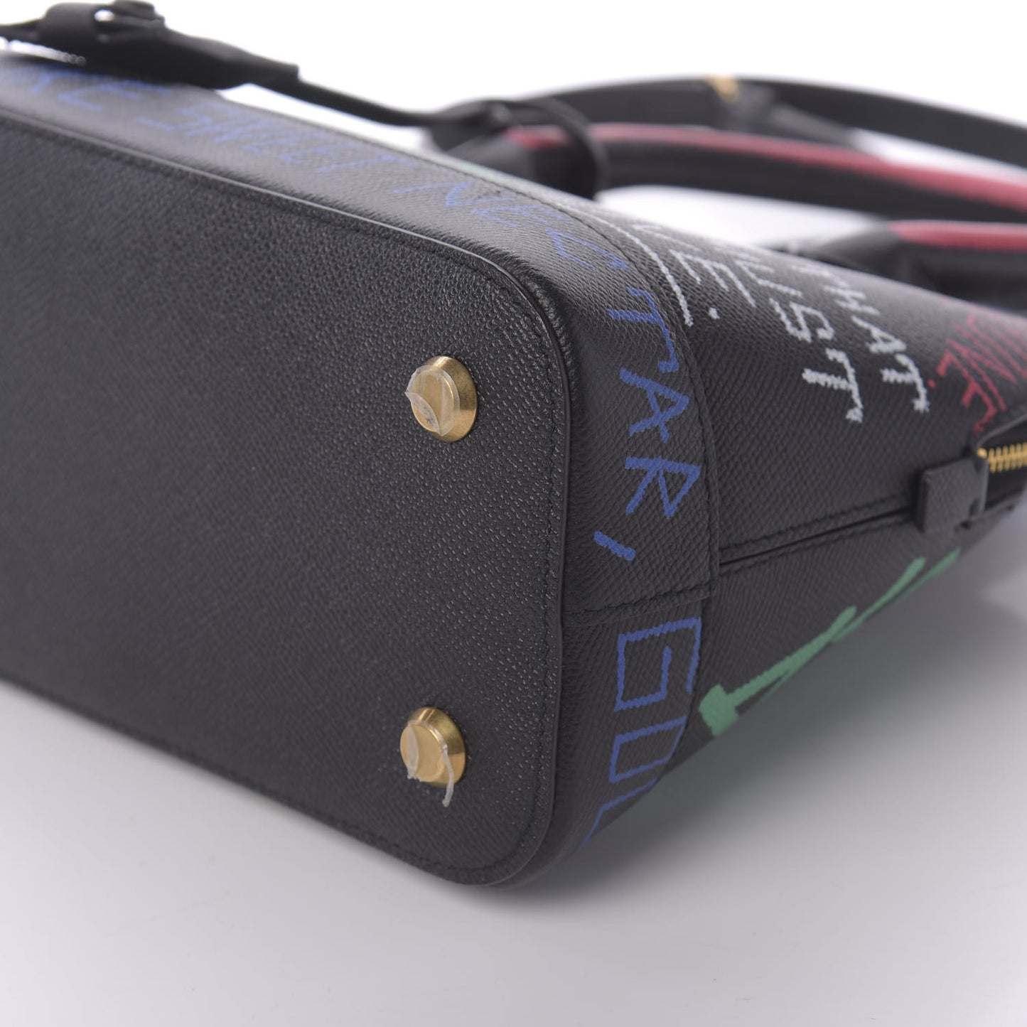 Signature Grained Calfskin Graffiti S Ville Top Handle Bag Black Multicolor