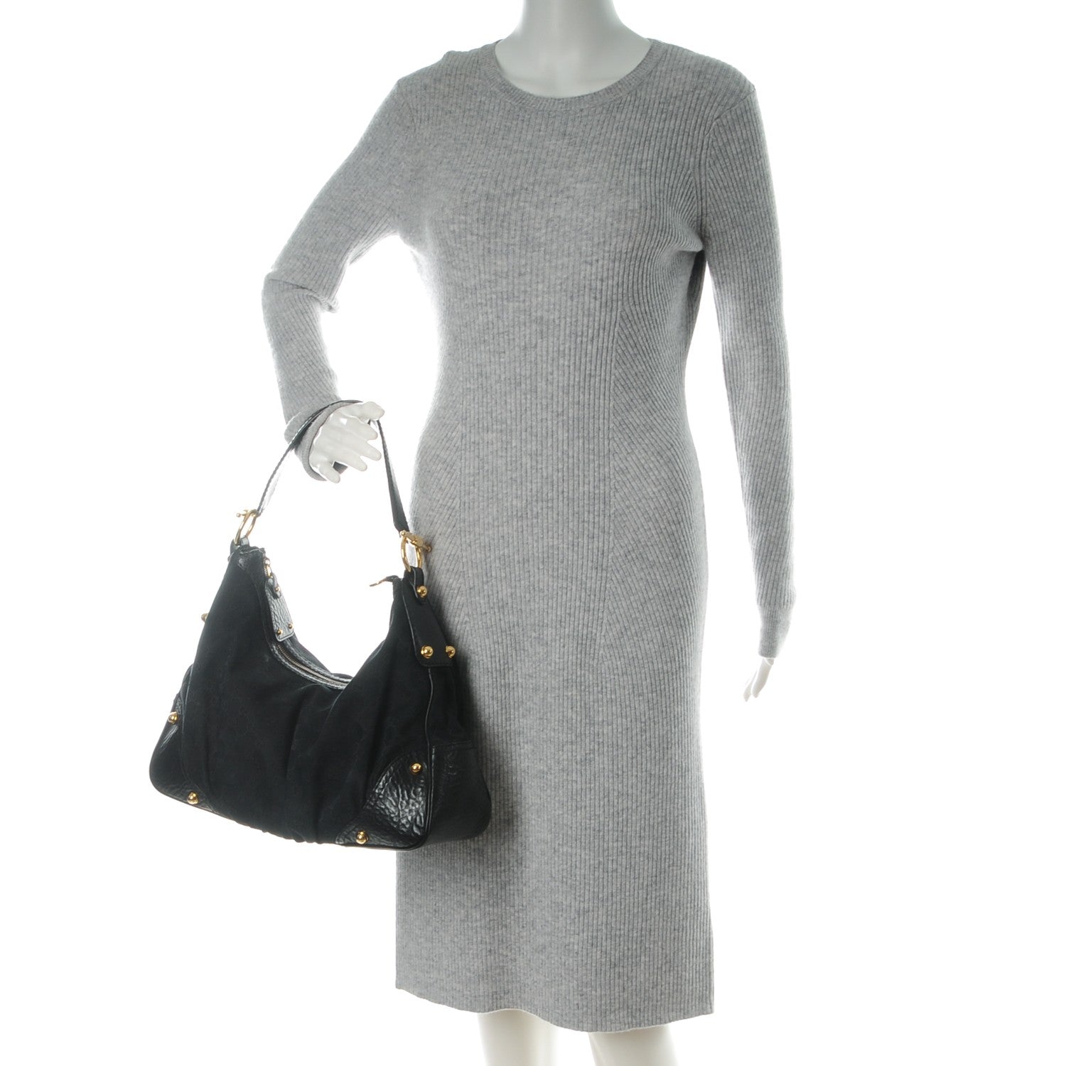 Gucci Monogram Medium Jockey Hobo Black 2 of 7