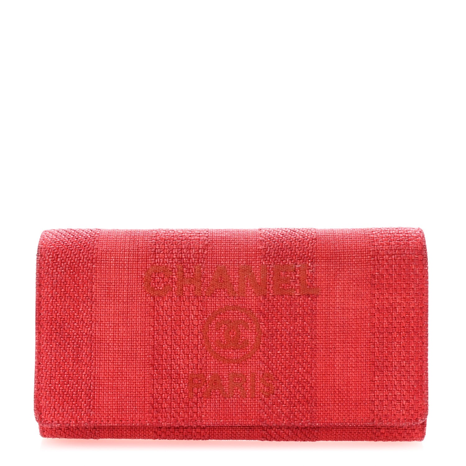 Chanel Canvas Deauville Flap Wallet Red 1 of 8