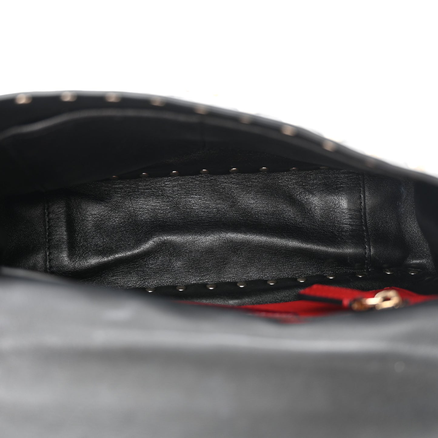 Nappa Medium Rockstud Spike Shoulder Bag Black
