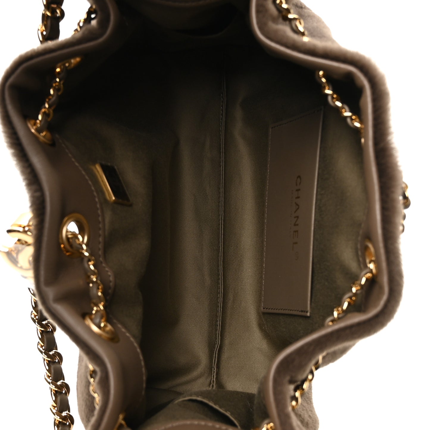 Pony Hair Mini Chanel 25 Handbag Dark Khaki