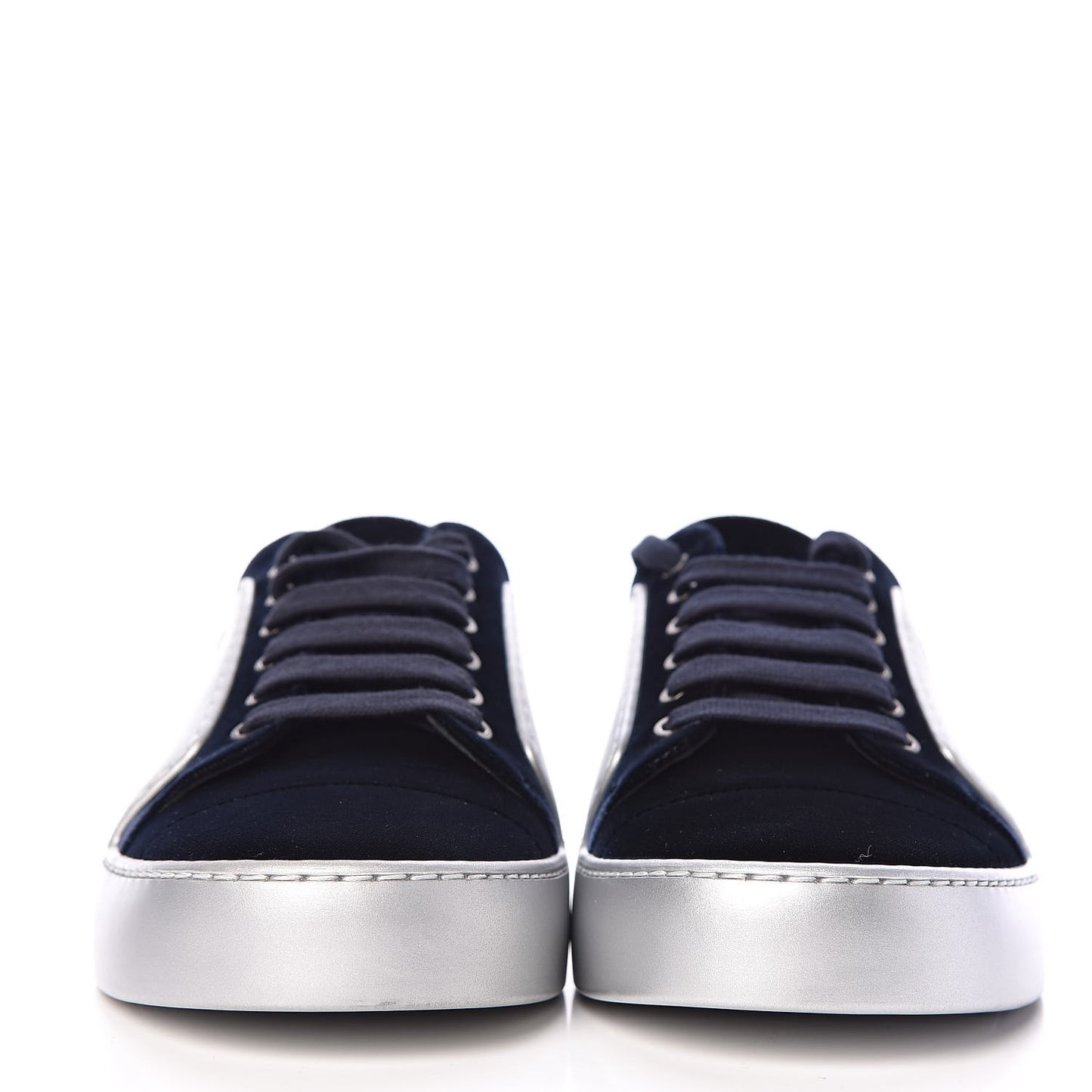 Calfskin Velvet Womens CC Sneakers 39 Navy