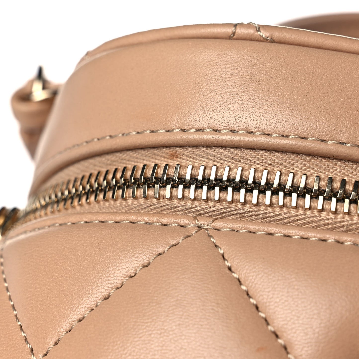 Lambskin Quilted Trendy Vanity Case Beige