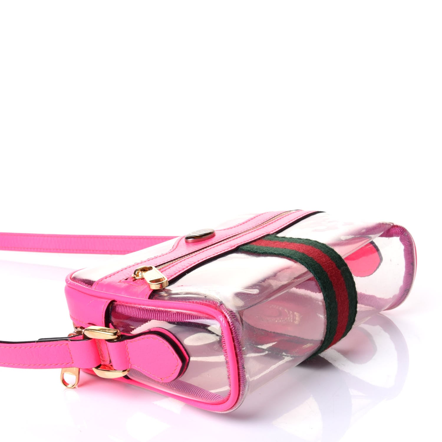 Gucci Vinyl Web Mini Ophidia Transparent Shoulder Bag Fluorescent Fuchsia 3 of 4