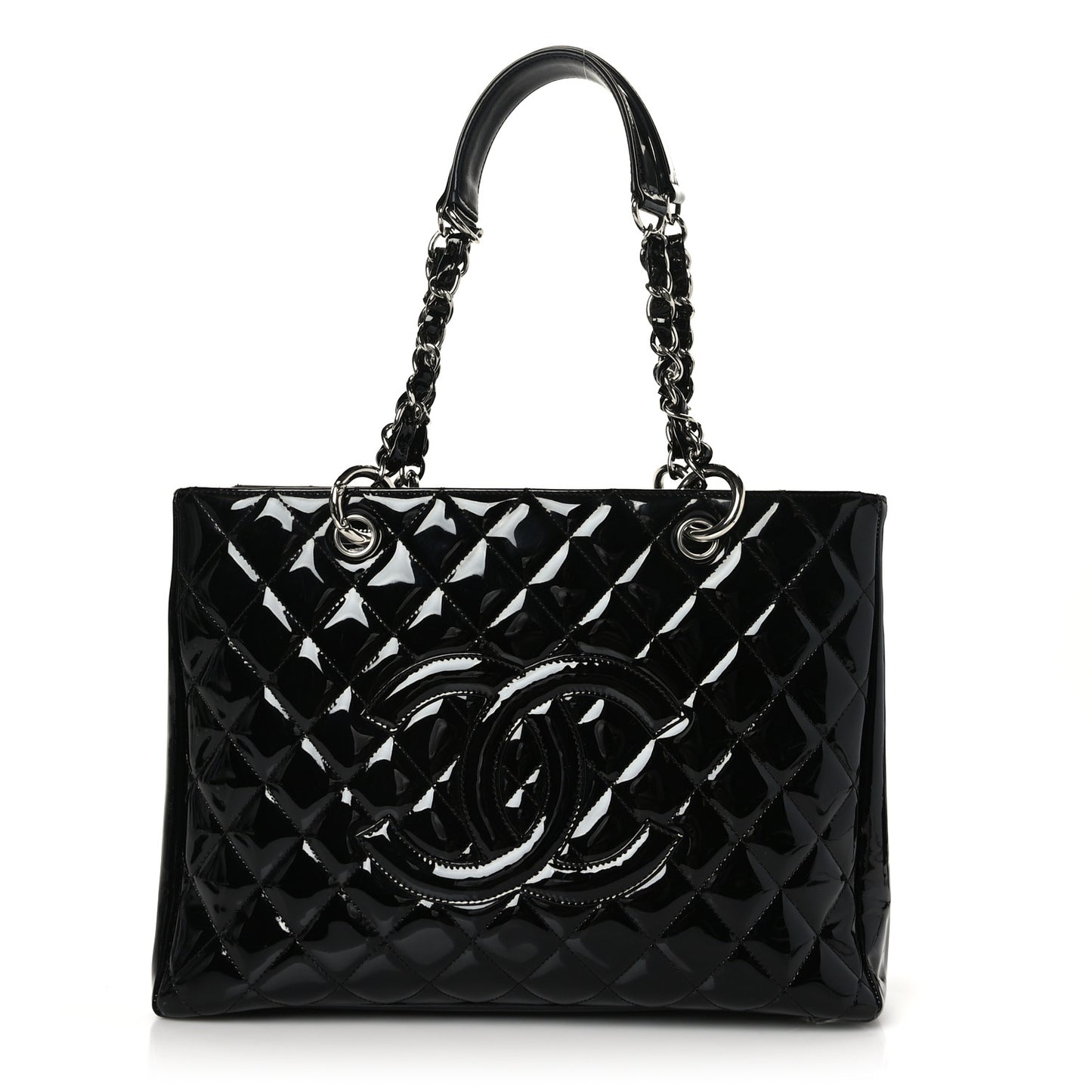 Patent Quilted Grand Shopping Tote GST Black
