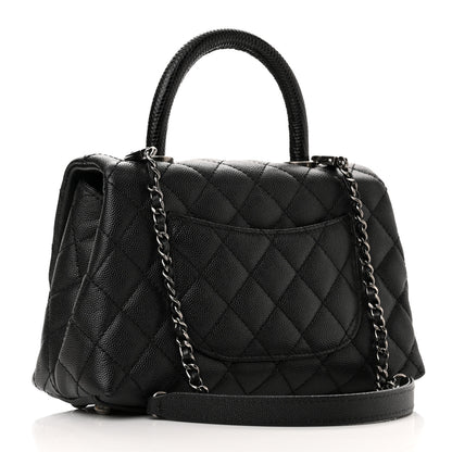 Chanel Caviar Lizard Embossed Quilted Mini Coco Handle Flap Black 3 of 12